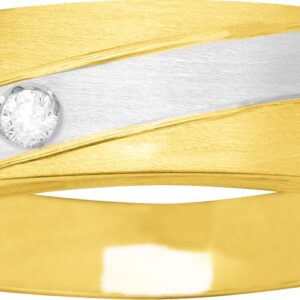 Chevalière homme - Or Jaune et Blanc 18k - Diamant 0.04ct - Personnalisable gravure Extérieur